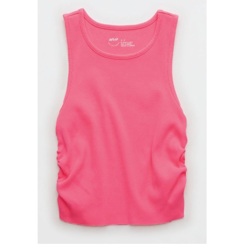 Aerie Rouchy Rib Tank Top in Coral Sun - Picture 3 of 11
